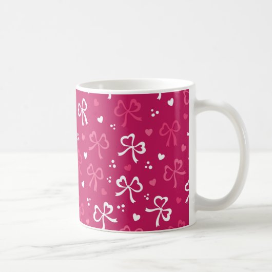 Mug Saint Valentin Rouge rose Rubans Coeurs Motif (Droite)