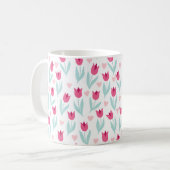 Mug Saint Valentin Rouges Roses Tulipes Fleurs Coeurs (Devant gauche)