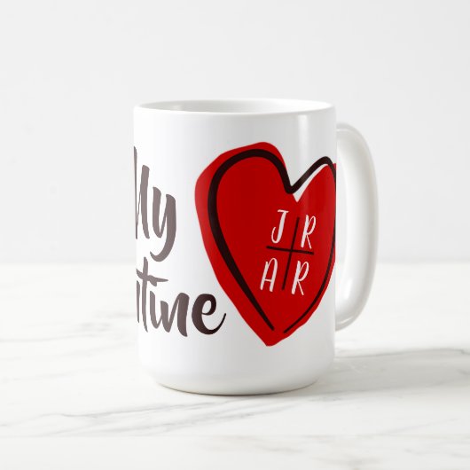 Mug Saint-Valentin, Sois mon Valentin Cœur Initiales P (Devant droit)