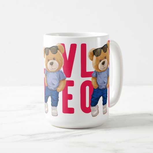 Mug Saint Valentin Teddy Bear Amour Design (Devant droit)