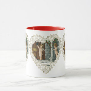 Mug Saint-Valentin victorien, anges vintage avec lettr