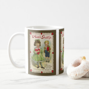 Mug Saint-Valentin victorien vintage, enfants timides