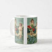 Mug Saint-Valentin vintage, Anges pêchant des cœurs (Devant gauche)