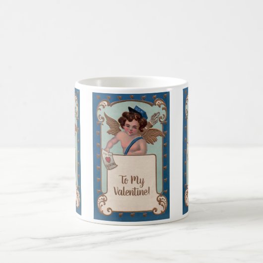 Mug Saint Valentin vintage, Cherub avec lettres d'amou (Centre)
