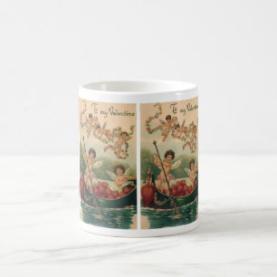 Mug Saint-Valentin vintage, chérubins victoriens dans