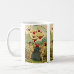 Mug Saint-Valentin vintage, cœurs de chérubins victori