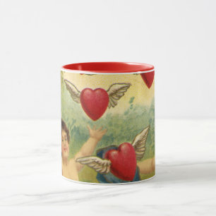 Mug Saint-Valentin vintage, Coeurs de Cherubs victorie
