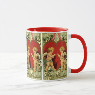 Mug Saint-Valentin vintage, les chérubins font un vœu