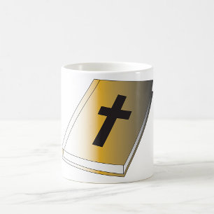 Mug Sainte Bible dorée avec Croix Noire Religieuse