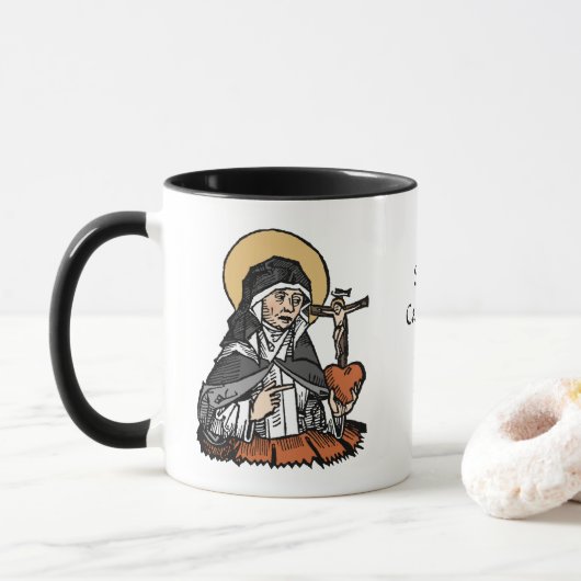 Mug Sainte Catherine de Sienne avec Coeur Crucifix (Avec donut)