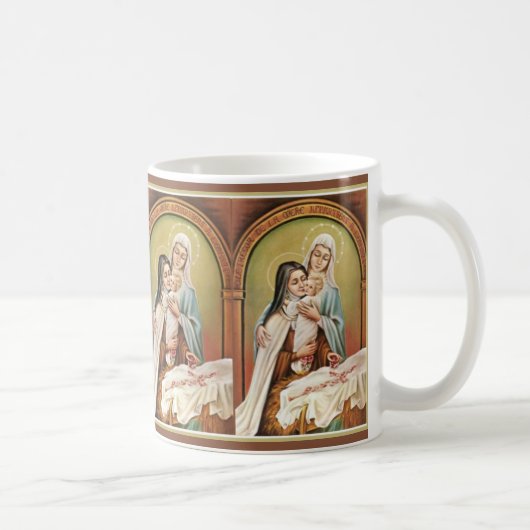 Mug Sainte Thérèse Mère Marie Bébé Jésus Manger Rose (Droite)