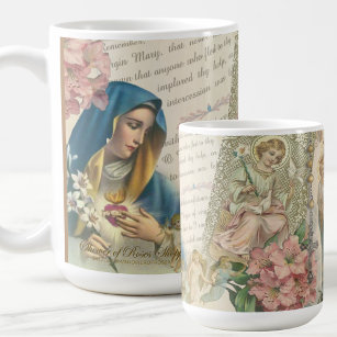 Mug Sainte Vierge Marie Vintage catholique Rosaire mar