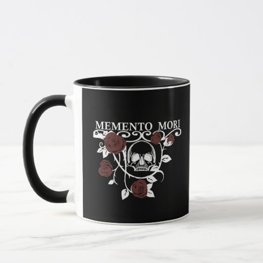 Mug Saisir le Jour - Roses Rouges - Crâne Memento Mori (Gauche)