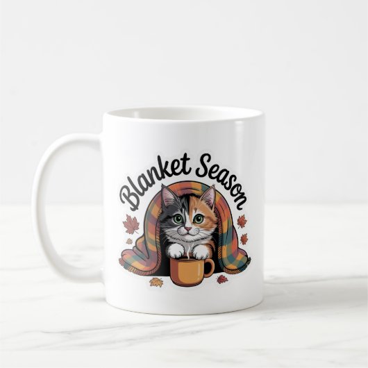 Mug Saison Blanche Chaud Calico Chat (Gauche)