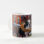 Mug Saison de Noël de Boston Terrier (Devant gauche)