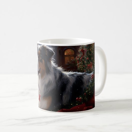 Mug Saison de Noël du berger australien (Devant droit)