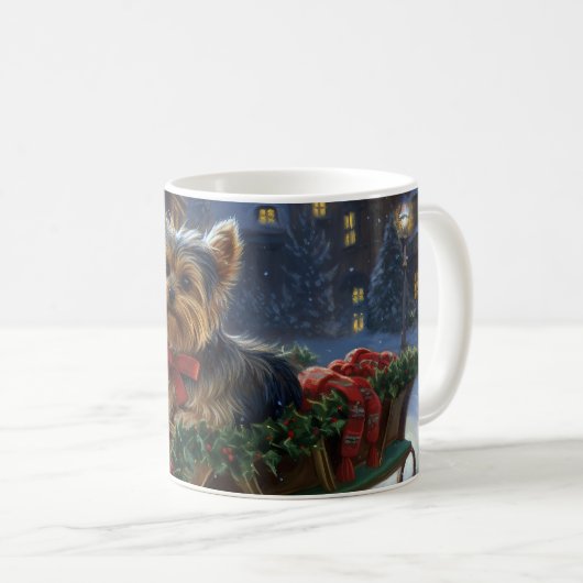 Mug Saison de Noël du Yorkshire Terrier (Devant droit)