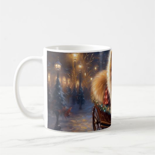 Mug Saison de Noël Poméranienne brossé (Gauche)
