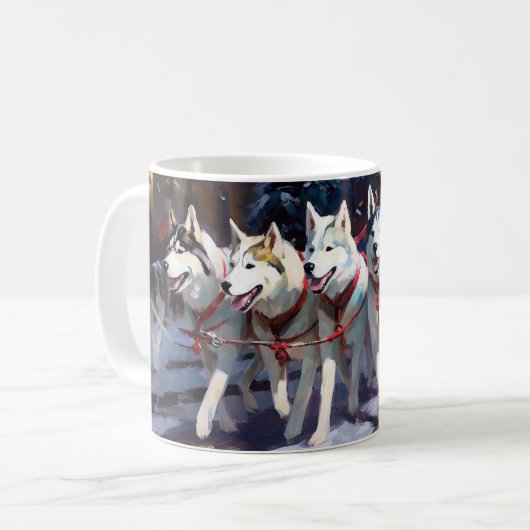 Mug Saison de Noël Sibérienne Husky (Devant gauche)