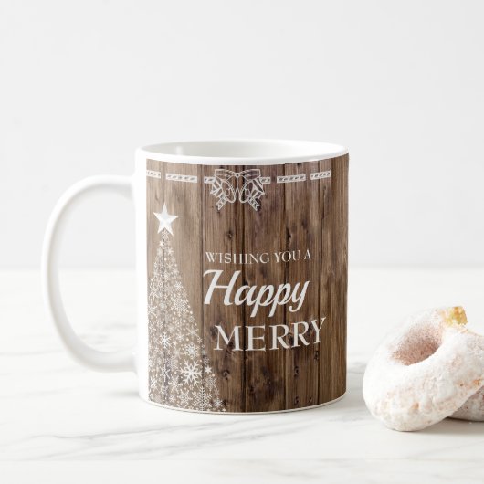Mug Saison des fêtes de Noël en bois rustique (Avec donut)