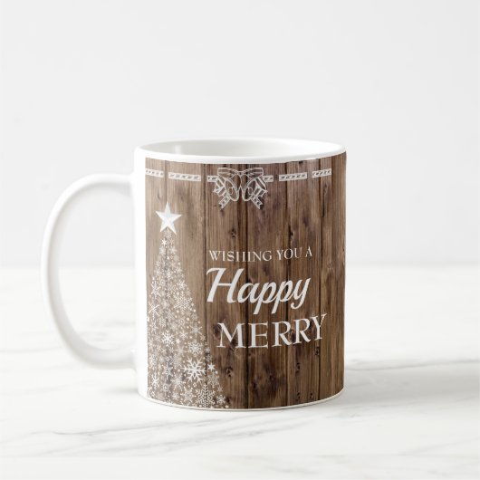 Mug Saison des fêtes de Noël en bois rustique (Gauche)