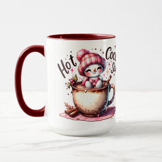 Mug Saison des Snowwomen de cacao chaud rose (Gauche)