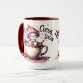 Mug Saison des Snowwomen de cacao chaud rose (Devant gauche)
