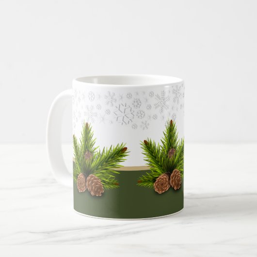 Mug Saison d'hiver Pinecones et Snowflakes (Devant gauche)