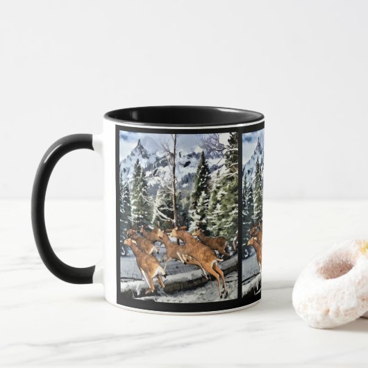Mug Saison d'hiver Rocky Mountain Mule Deer (Avec donut)