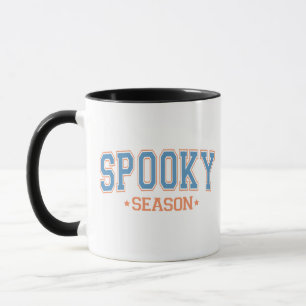 Mug Saison éffrayante Halloween bleu et blanc orange