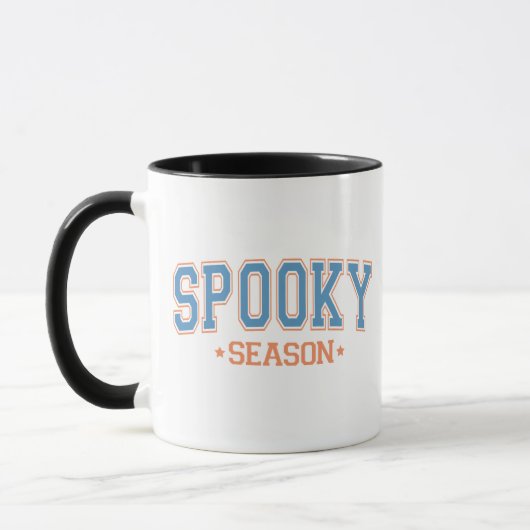 Mug Saison éffrayante Halloween bleu et blanc orange (Gauche)