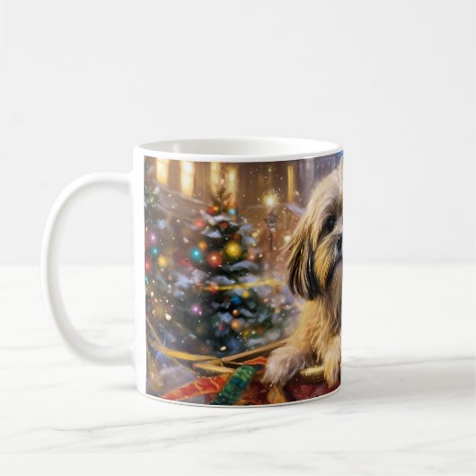 Mug Saison Festive de Noël de Lhasa Apso (Gauche)