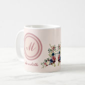 Mug Saison Russe Florals Monogramme personnalisé (Devant gauche)