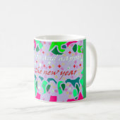 Mug Saisons salut art design vert rose rouge blanc (Devant droit)
