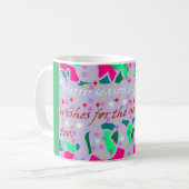 Mug Saisons salut art design vert rose rouge blanc (Devant gauche)