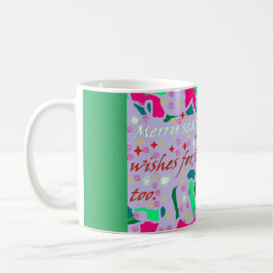 Mug Saisons salut art design vert rose rouge blanc