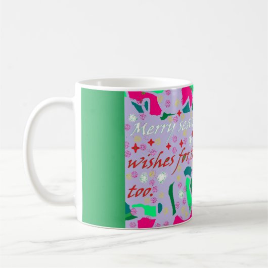 Mug Saisons salut art design vert rose rouge blanc (Gauche)