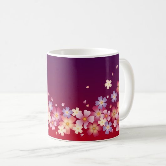 Mug Sakura Blossoms Mixtes Kimono Style Rouge & Purple (Devant droit)