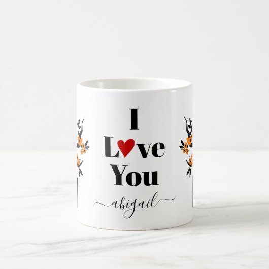 Mug Sakura cerisier Inséparable orange et fleurs (Centre)