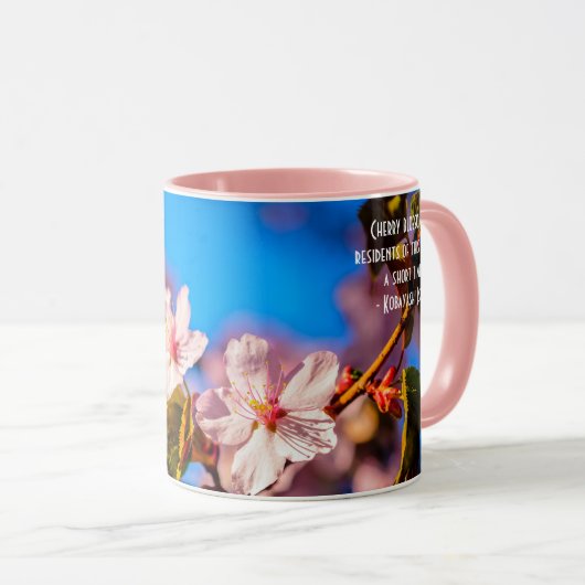 Mug Sakura En Rose Et Bleu (Devant droit)