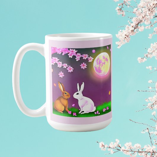 Mug Sakura lapins sous les cerisiers et lune rose
