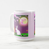 Mug Sakura lapins sous les cerisiers et lune rose (Devant gauche)