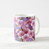 Mug Sakura rose sur la peinture Arrière - plan (Devant droit)