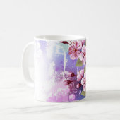 Mug Sakura rose sur la peinture Arrière - plan (Devant gauche)
