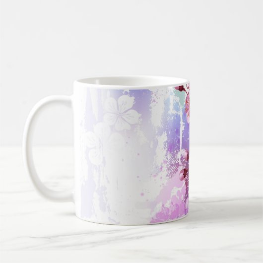 Mug Sakura rose sur la peinture Arrière - plan (Gauche)