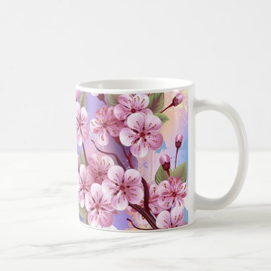 Mug Sakura rose sur la peinture Arrière - plan (Droite)