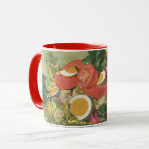 Mug Salade d'oeufs et de tomates vintage