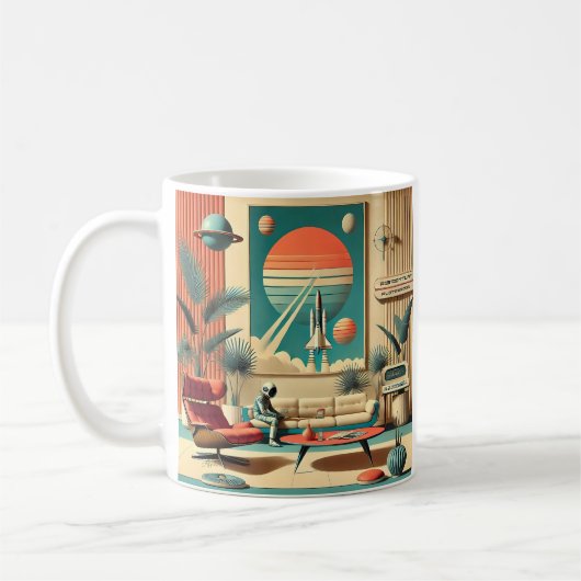 Mug Salle de séjour familiale d'ère spatiale futuriste (Gauche)