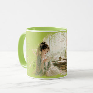 Mug Salle d'étude de la fleur de pêcher esthétique