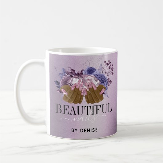 Mug Salon à ongles rose violet femme technicien des on (Gauche)